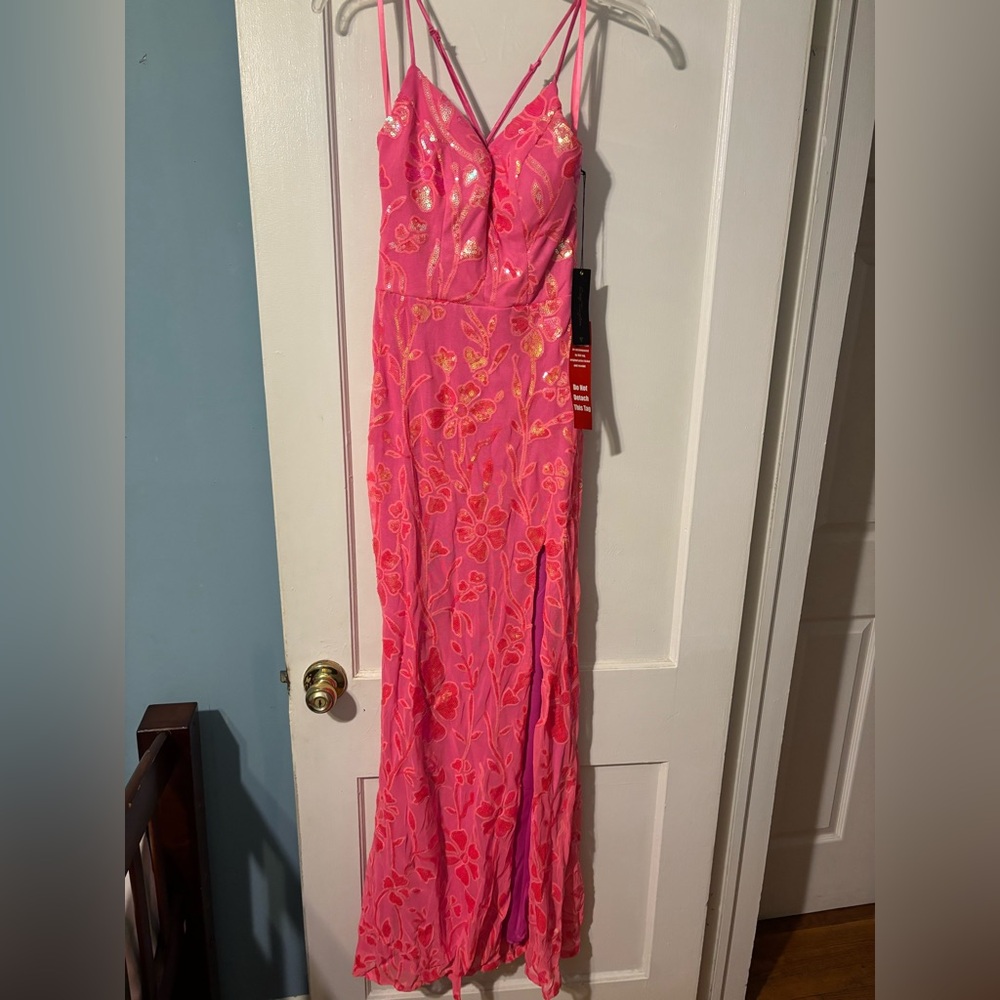 NWT hot pink dress with side slit